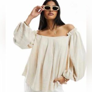 BNWOT asos linen look off shoulder top M